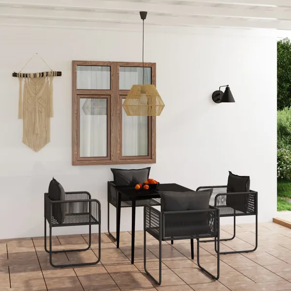 Ensemble à manger de jardin 5 pcs Noir