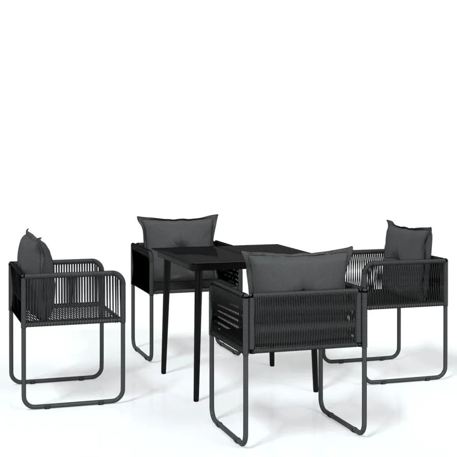 Ensemble à manger de jardin 5 pcs Noir - 2