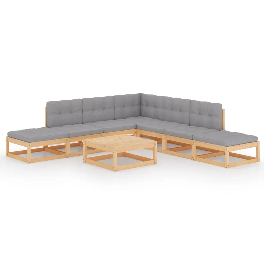 Salon de jardin 8 pcs avec coussins Bois de pin massif - 2