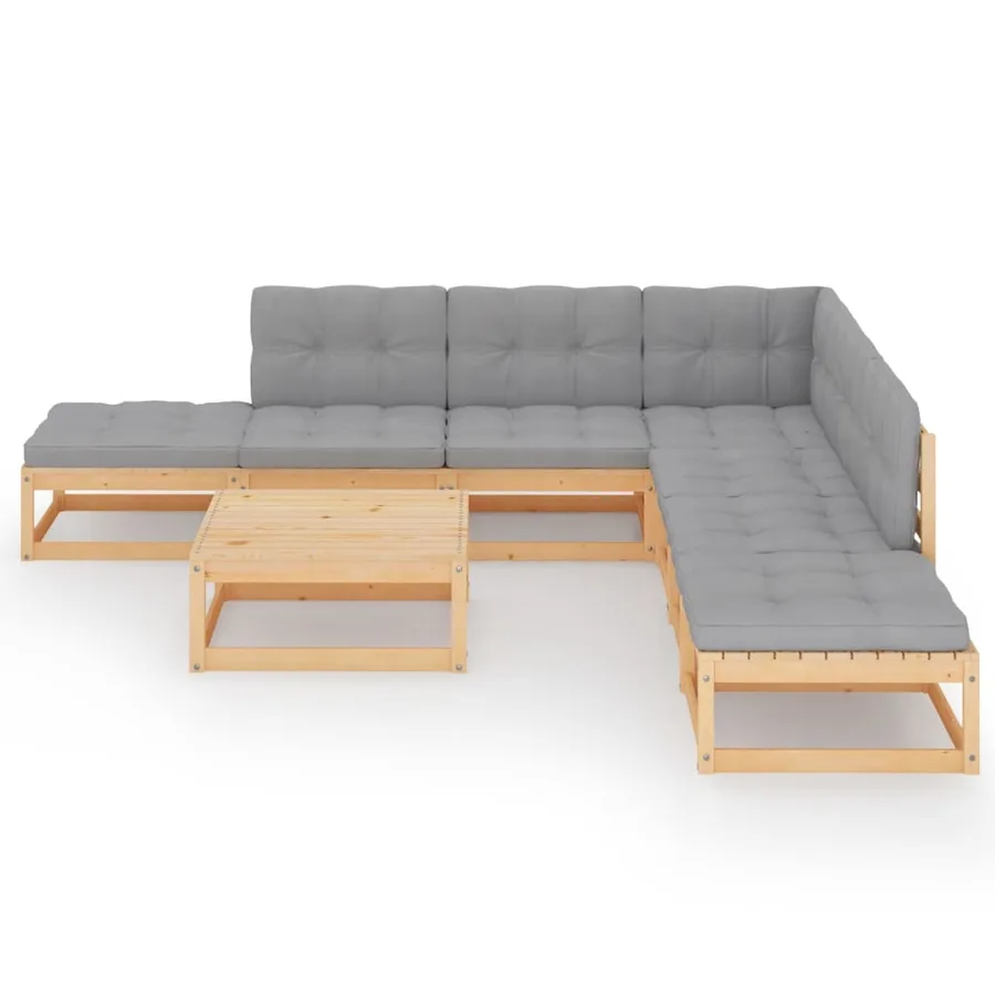 Salon de jardin 8 pcs avec coussins Bois de pin massif - 3