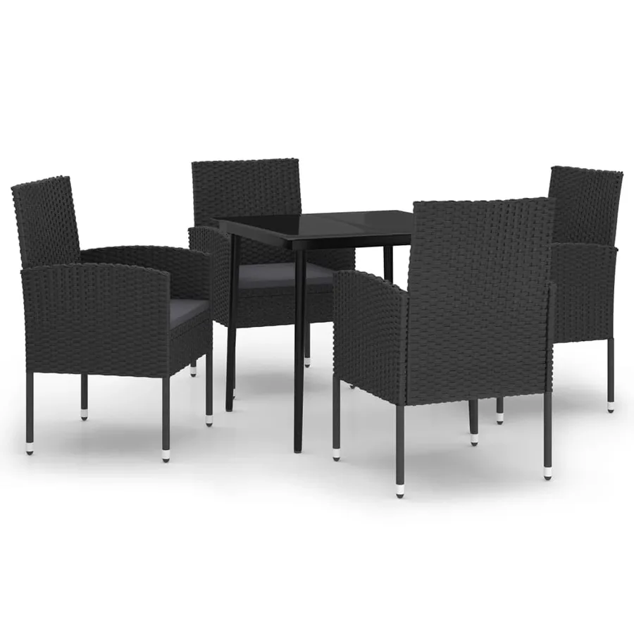 Ensemble à manger de jardin 5 pcs Noir - 2