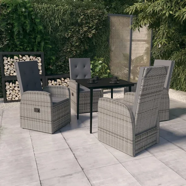 Ensemble à manger de jardin avec coussins 5 pcs Gris
