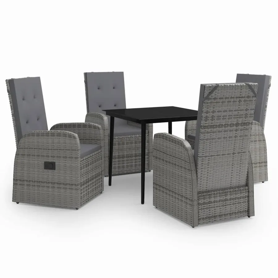 Ensemble à manger de jardin avec coussins 5 pcs Gris - 2
