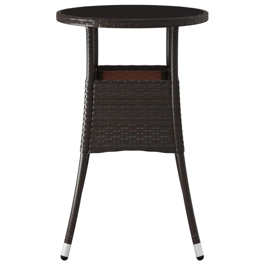 Table de jardin Ø60x75 cm Verre trempé/résine tressée Marron - 3