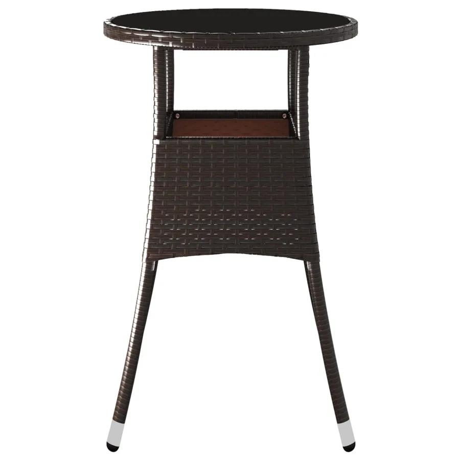 Table de jardin Ø60x75 cm Verre trempé/résine tressée Marron - 4