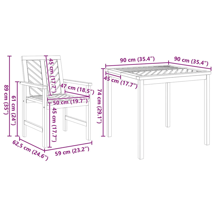 Ensemble de salle à manger pour jardin 5 pc Marron - 11