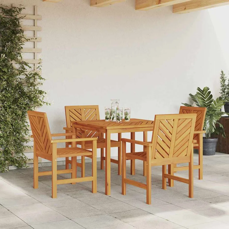 Ensemble de salle à manger pour jardin 5 pc Marron - 4