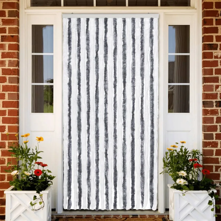 Moustiquaire Gris et blanc 90x200 cm Chenille