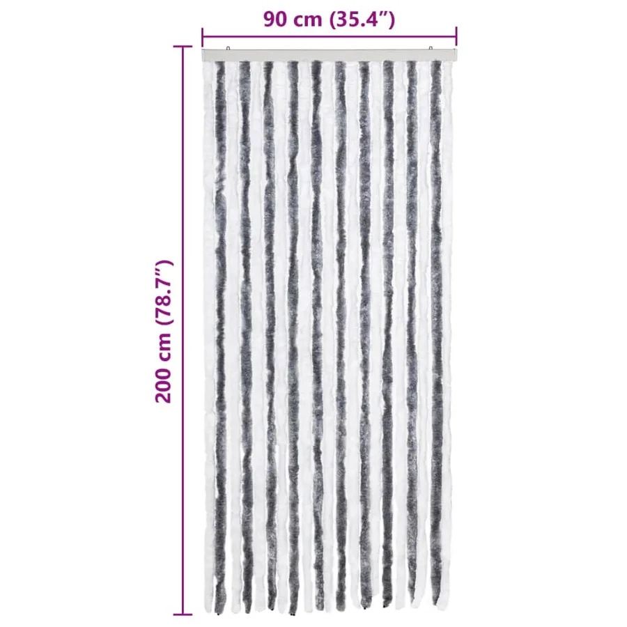 Moustiquaire Gris et blanc 90x200 cm Chenille - 7