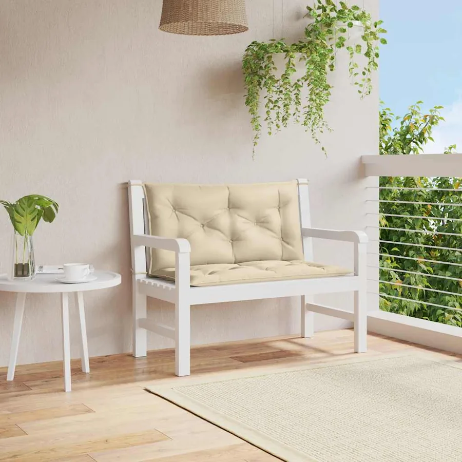 Coussin de banc de jardin beige 100x(50+50)x7 cm tissu oxford