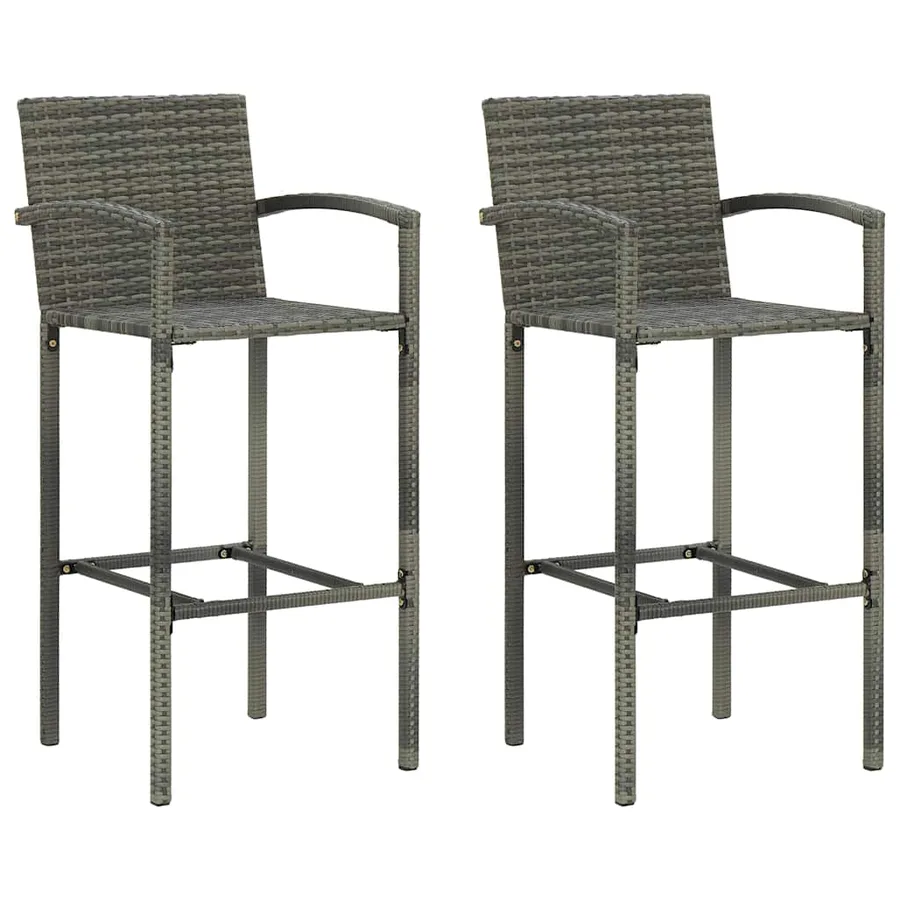 Ensemble de bar de jardin 3 pcs Résine tressée Gris - 7