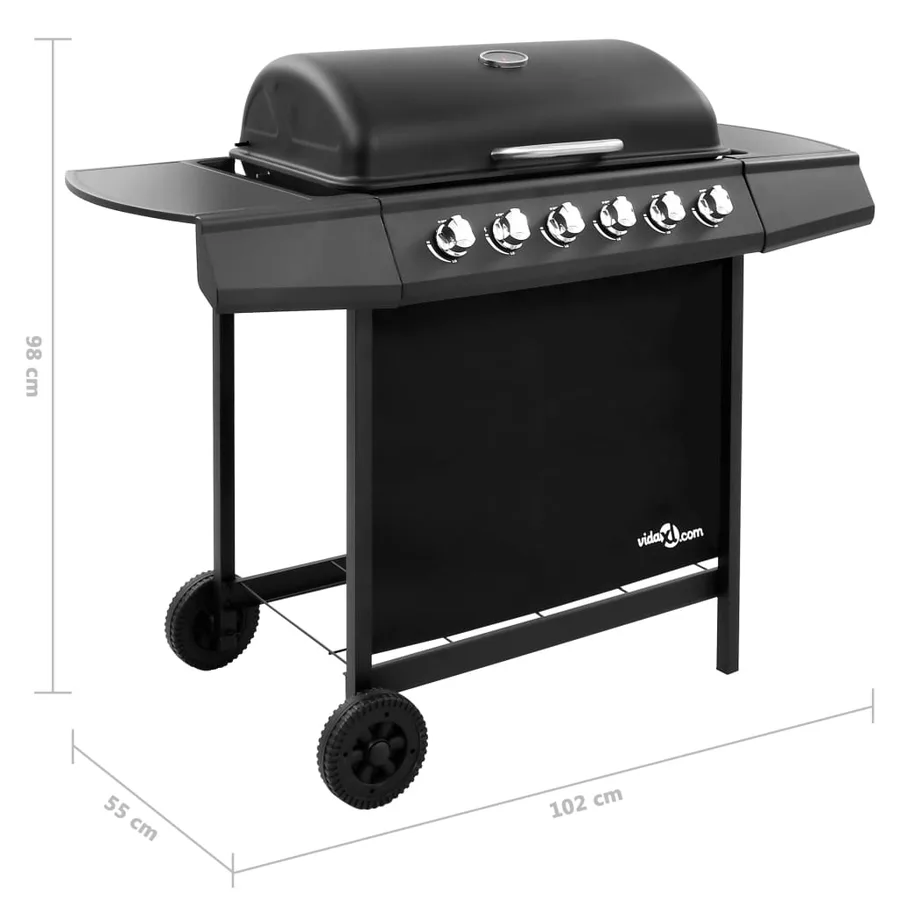 Barbecue gril à gaz avec 6 brûleurs Noir - 7