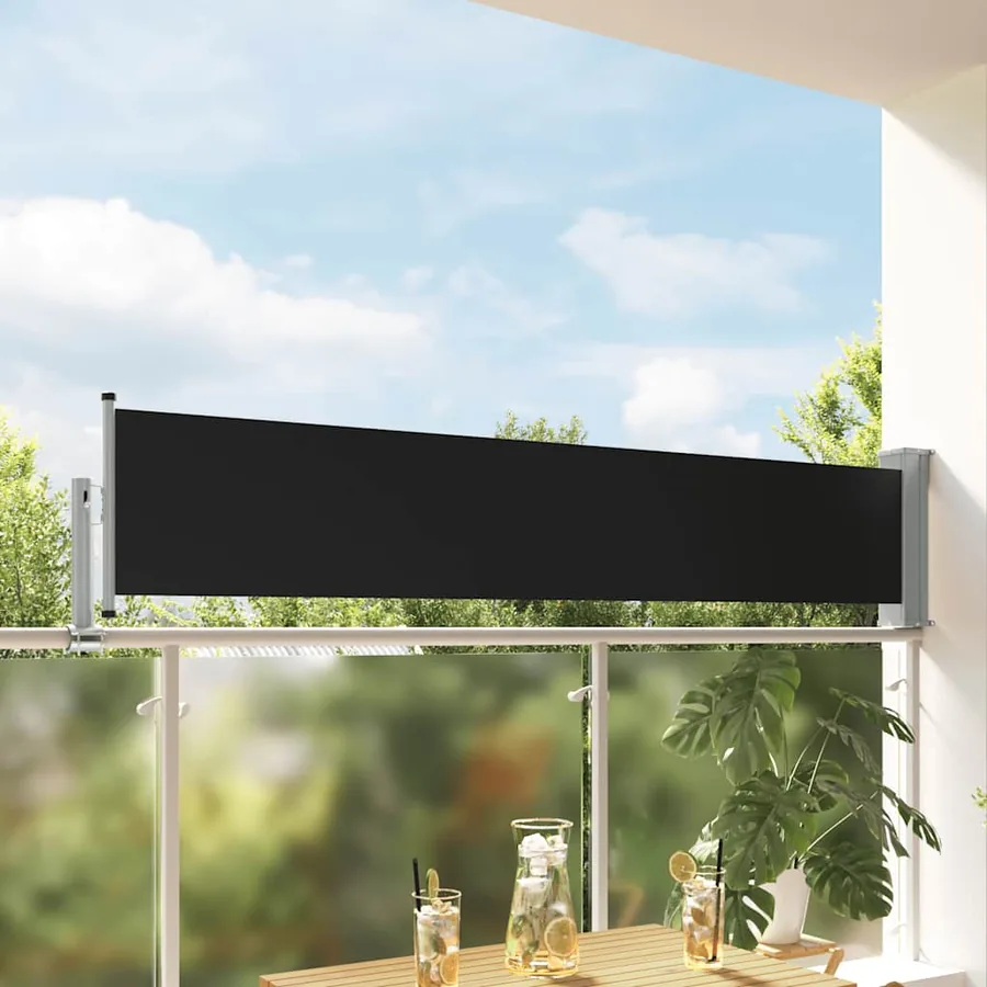 Auvent latéral rétractable de patio 60x300 cm Noir
