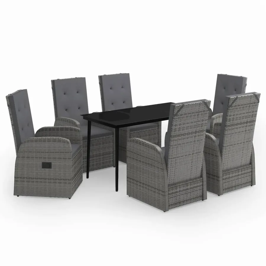 Ensemble à manger de jardin avec coussins 7 pcs Gris - 2