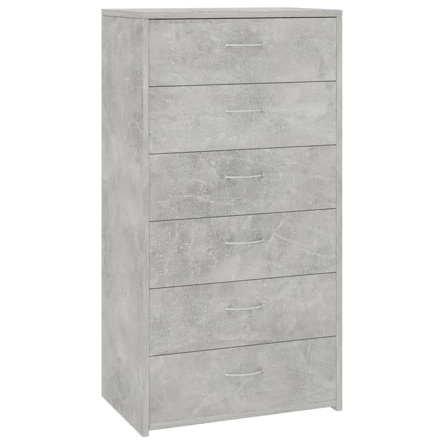 Buffet avec 6 tiroirs Gris béton 50x34x96 cm Bois d'ingénierie - 2