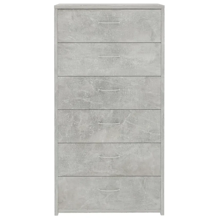 Buffet avec 6 tiroirs Gris béton 50x34x96 cm Bois d'ingénierie - 4