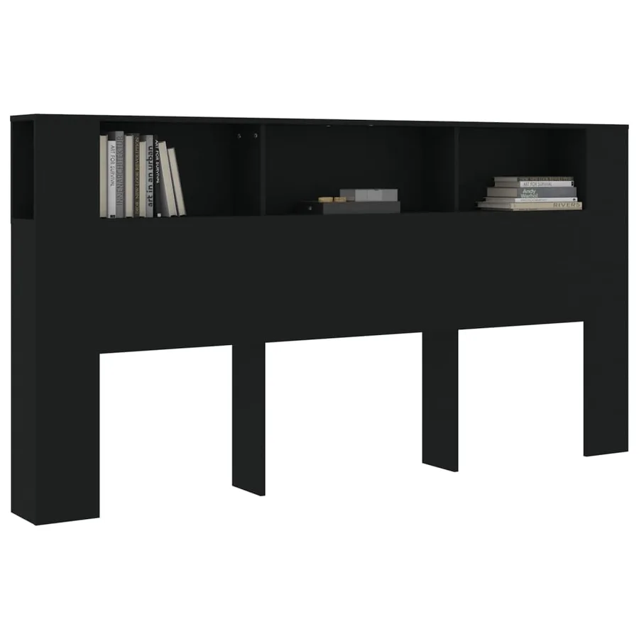 Armoire de tête de lit Noir 200x18,5x104,5 cm - 6
