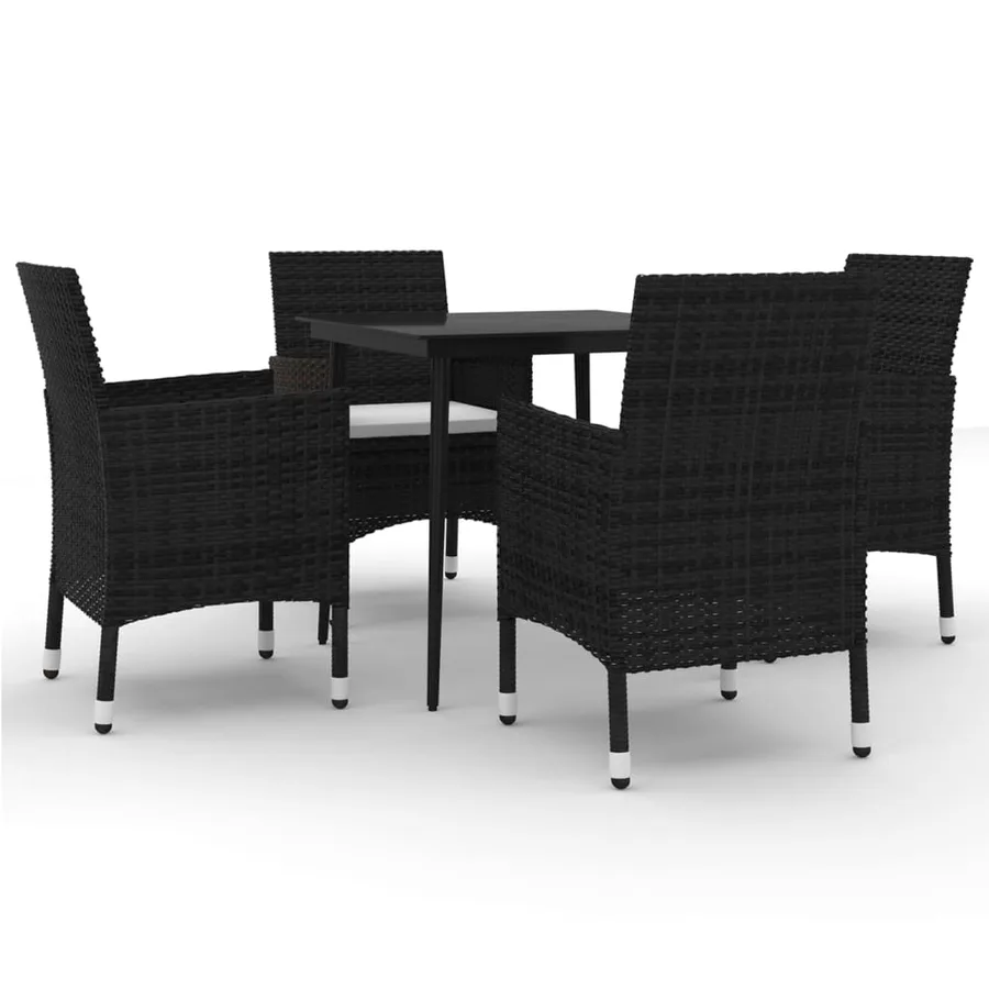 Ensemble à manger de jardin coussins 5 pcs Résine tressée Verre - 2