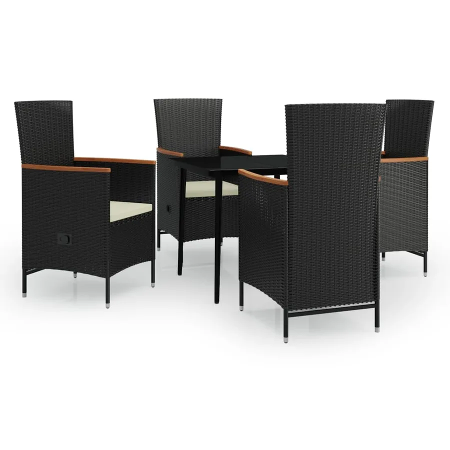 Ensemble à manger de jardin avec coussins 5 pcs Noir - 2