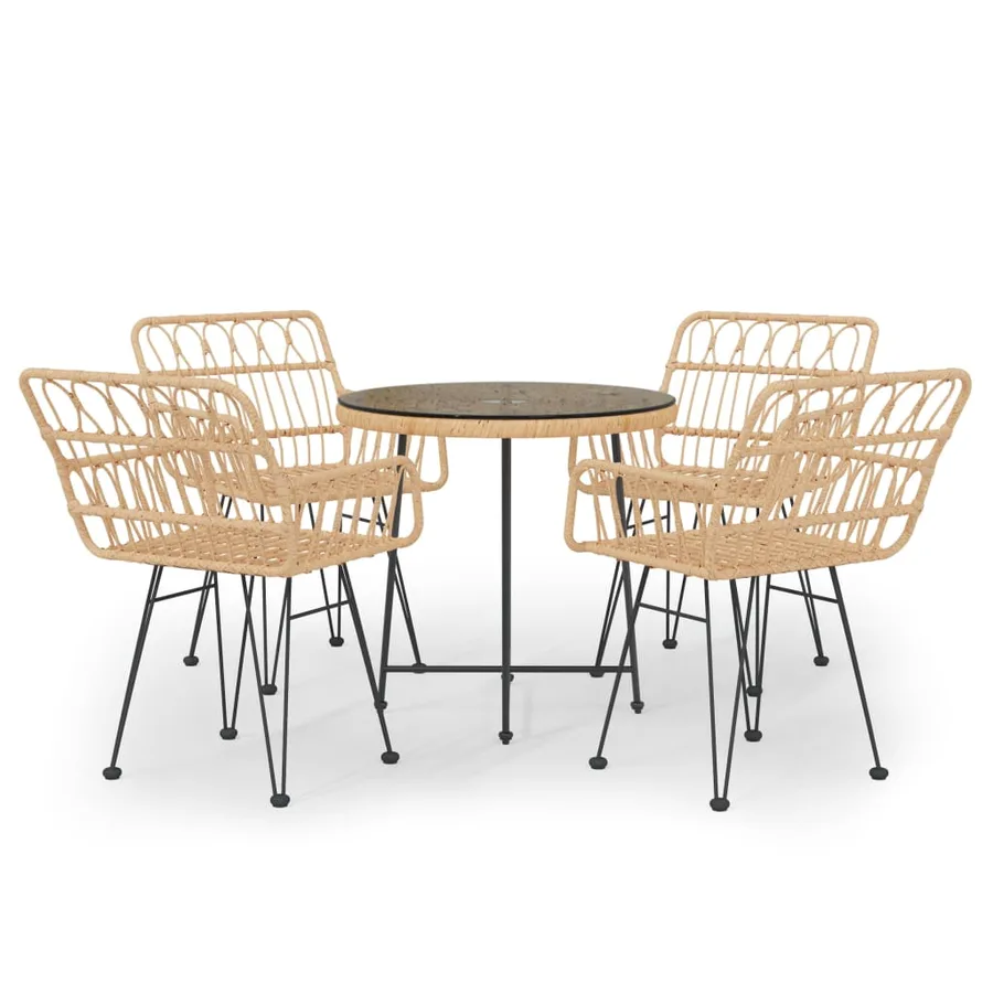 Ensemble à manger de jardin 5pcs Résine tressée - 2