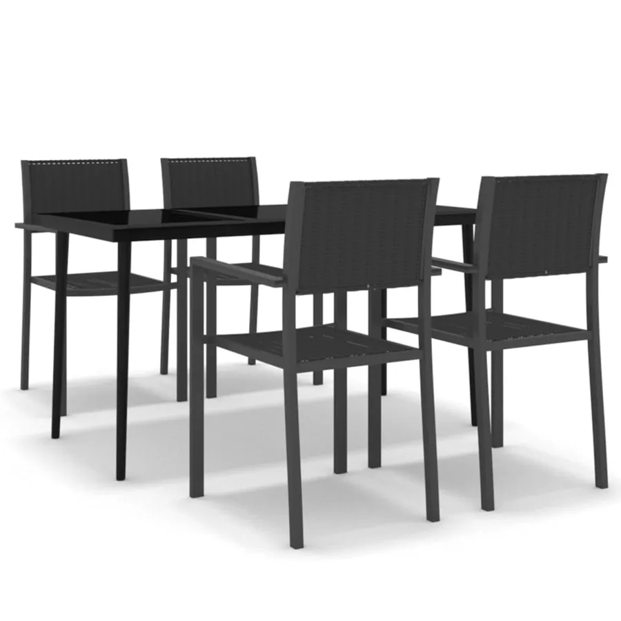 Ensemble à manger de jardin 5 pcs Noir - 2