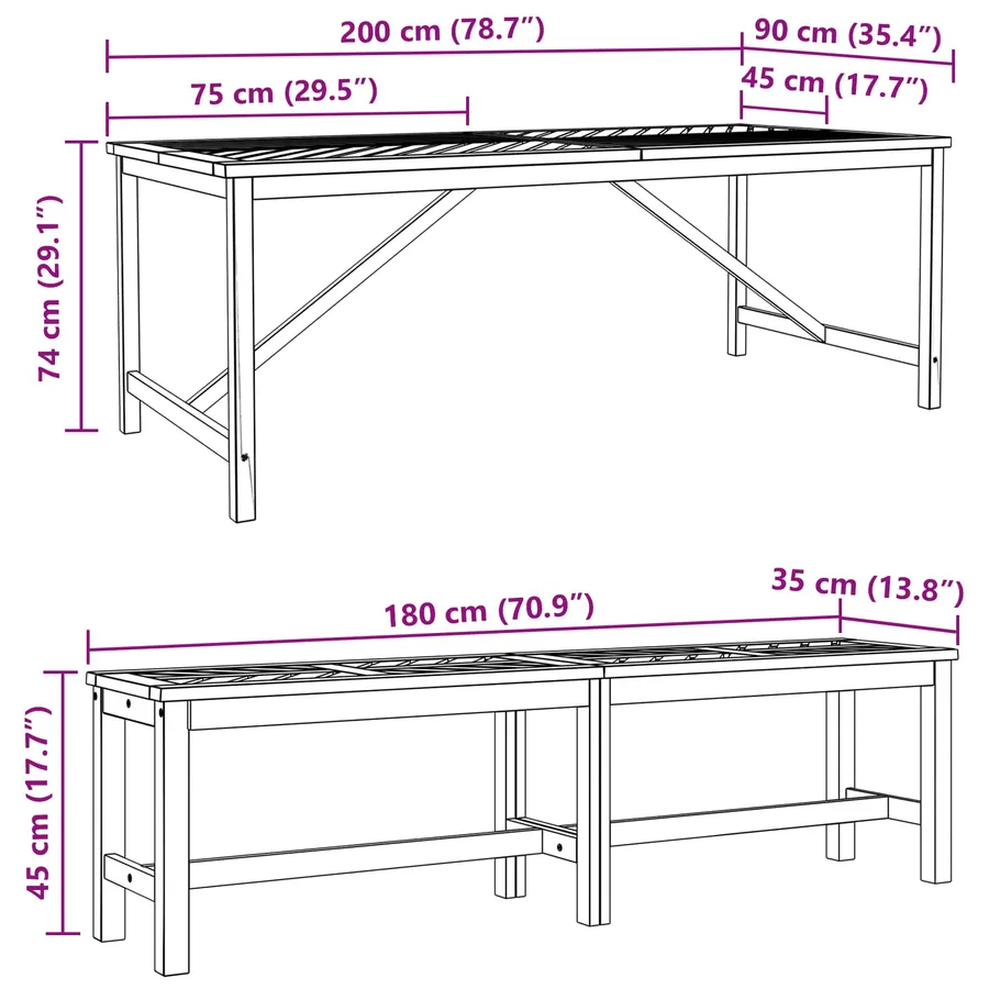 Ensemble de salle à manger pour jardin 5 pc Marron - 13