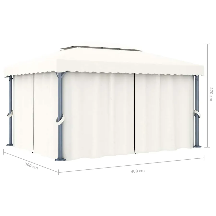 Tonnelle et rideau et guirlande lumineuse LED 4x3 m Blanc crème - 11