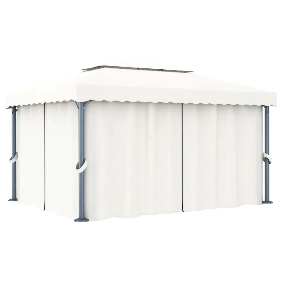 Tonnelle et rideau et guirlande lumineuse LED 4x3 m Blanc crème - 3