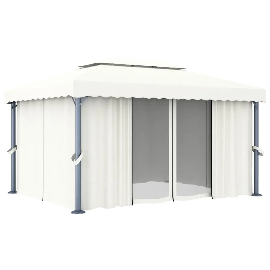Tonnelle et rideau et guirlande lumineuse LED 4x3 m Blanc crème - 4