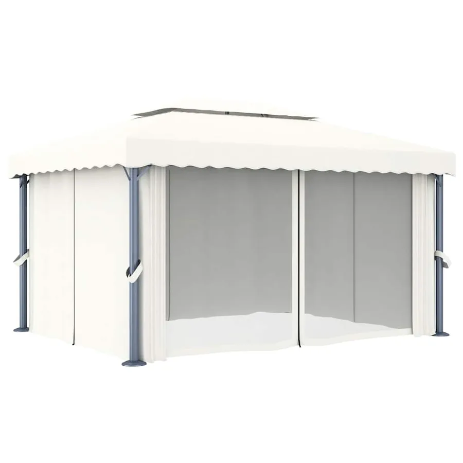 Tonnelle et rideau et guirlande lumineuse LED 4x3 m Blanc crème - 5