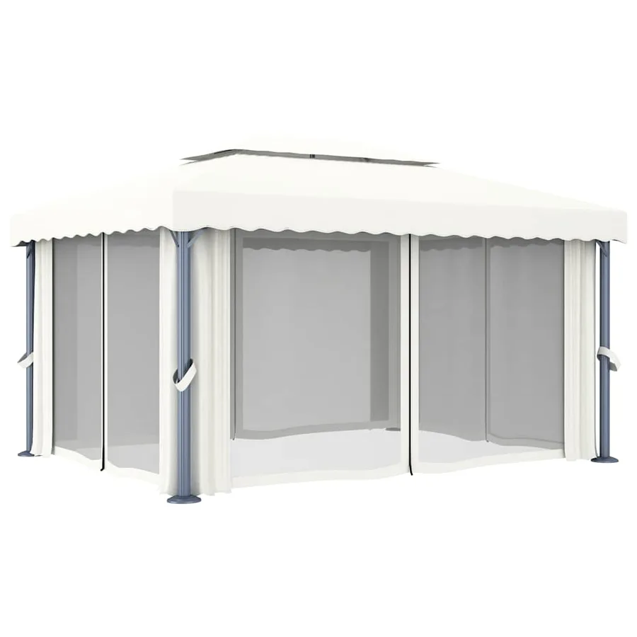 Tonnelle et rideau et guirlande lumineuse LED 4x3 m Blanc crème - 6