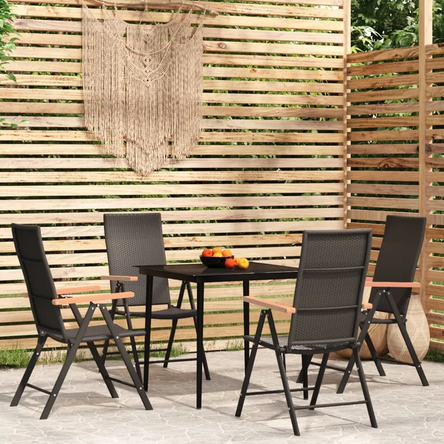 Ensemble à manger de jardin 5 pcs Noir