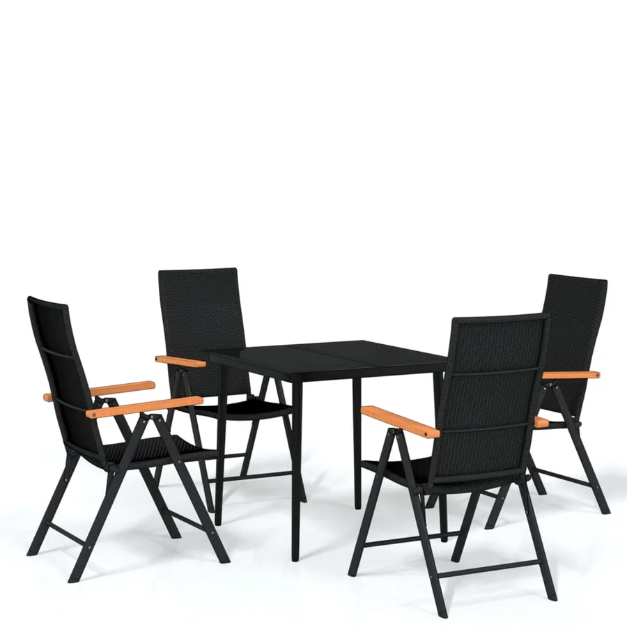Ensemble à manger de jardin 5 pcs Noir - 2