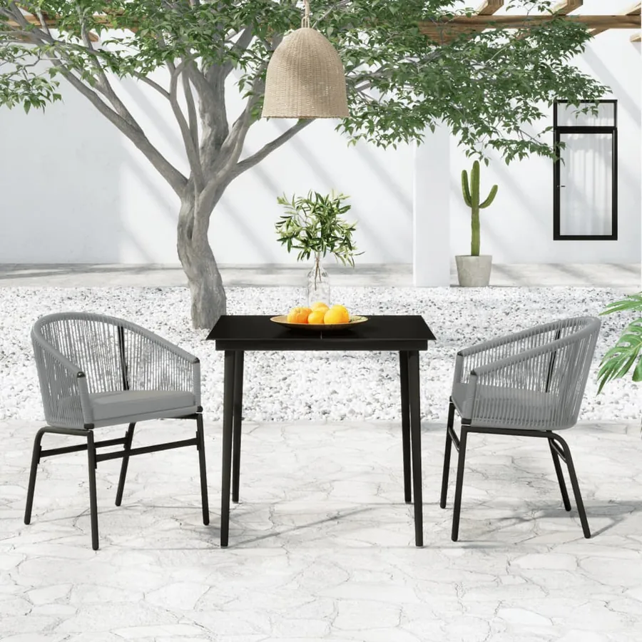 Ensemble à manger de jardin 3 pcs Gris