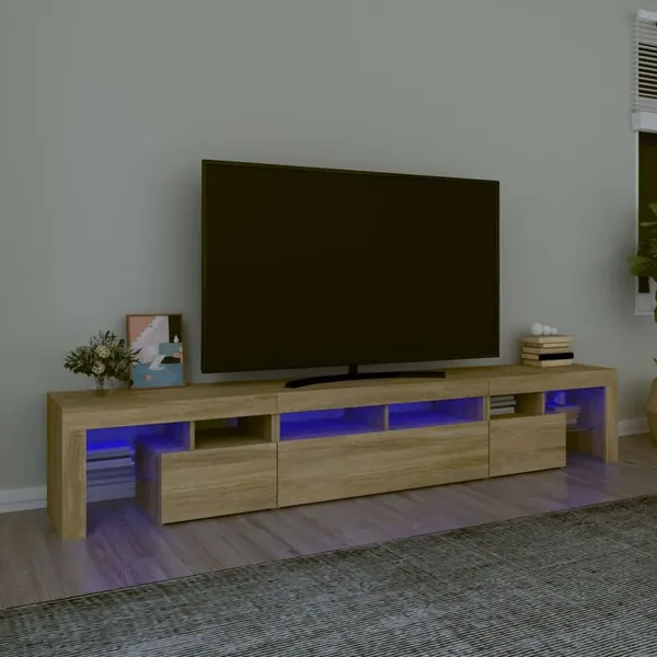 Meuble TV avec lumières LED Chêne sonoma 230x36,5x40 cm