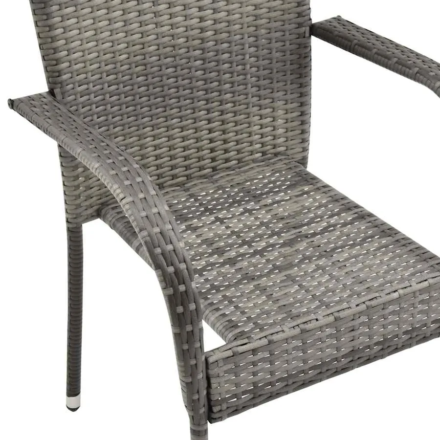 Ensemble à manger de jardin 7 pcs Gris Résine tressée - 6