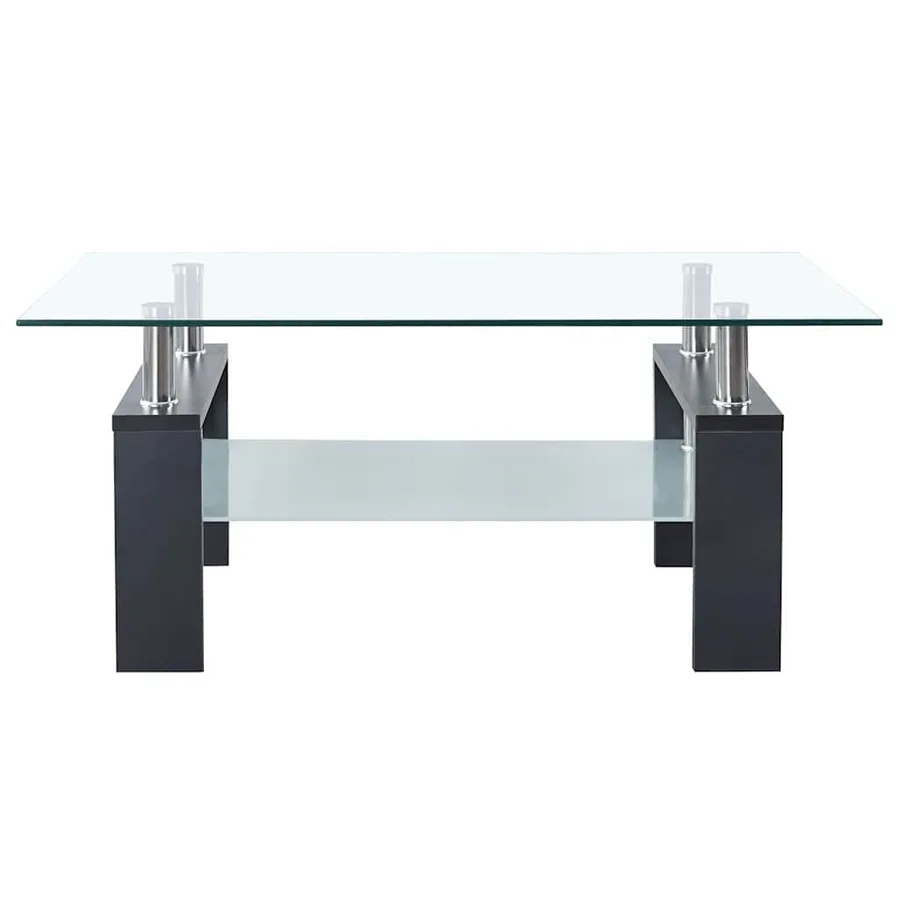 Table basse Gris et transparent 95x55x40 cm Verre trempé - 4