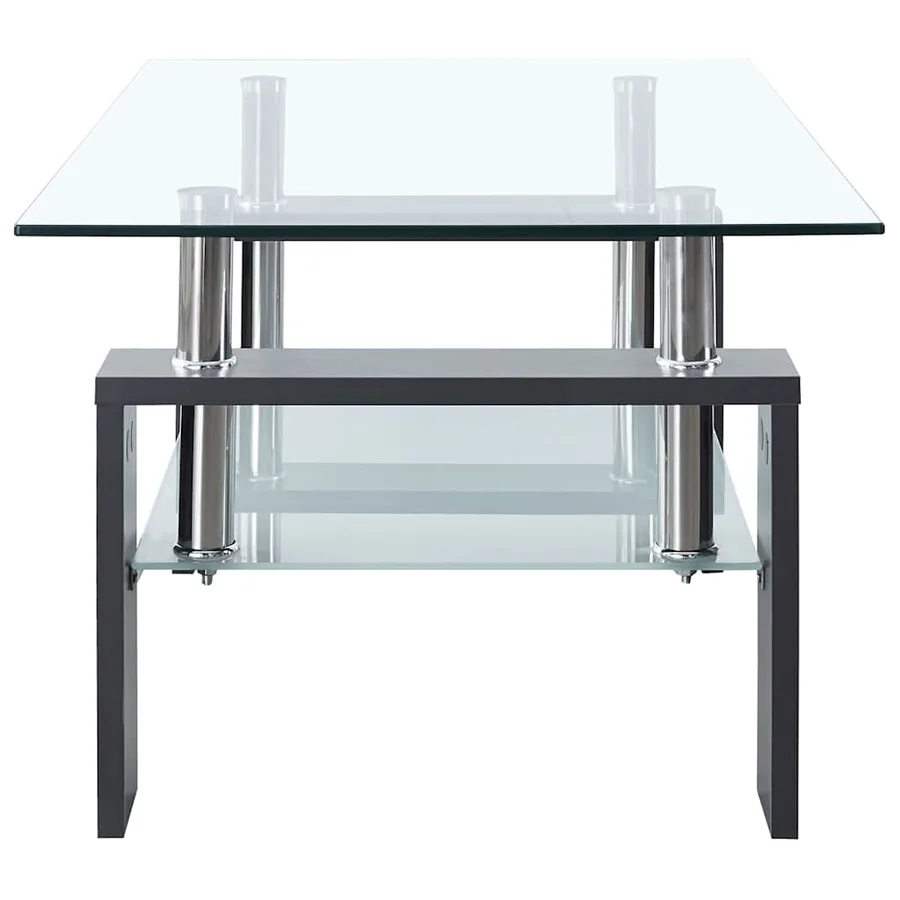 Table basse Gris et transparent 95x55x40 cm Verre trempé - 5