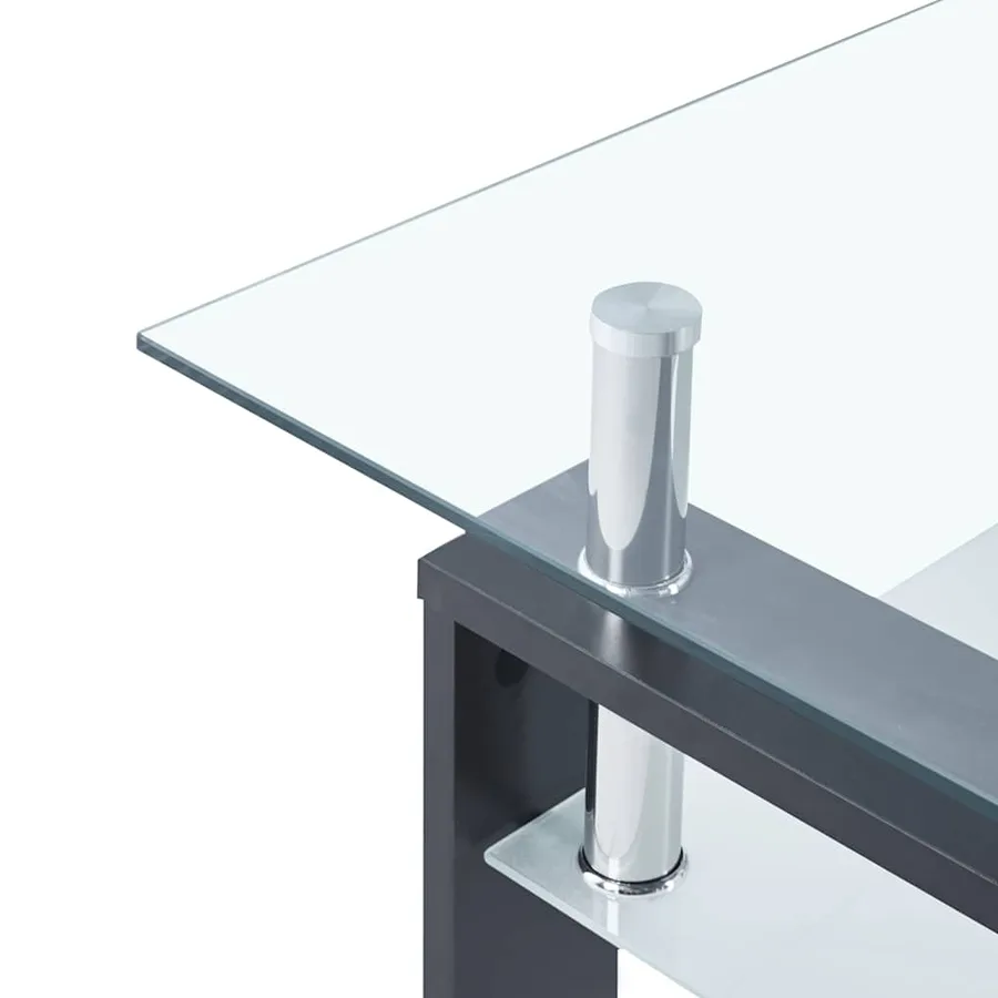 Table basse Gris et transparent 95x55x40 cm Verre trempé - 6