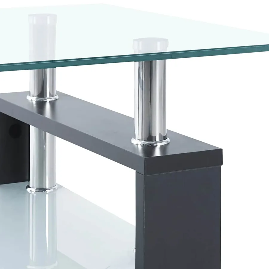 Table basse Gris et transparent 95x55x40 cm Verre trempé - 7