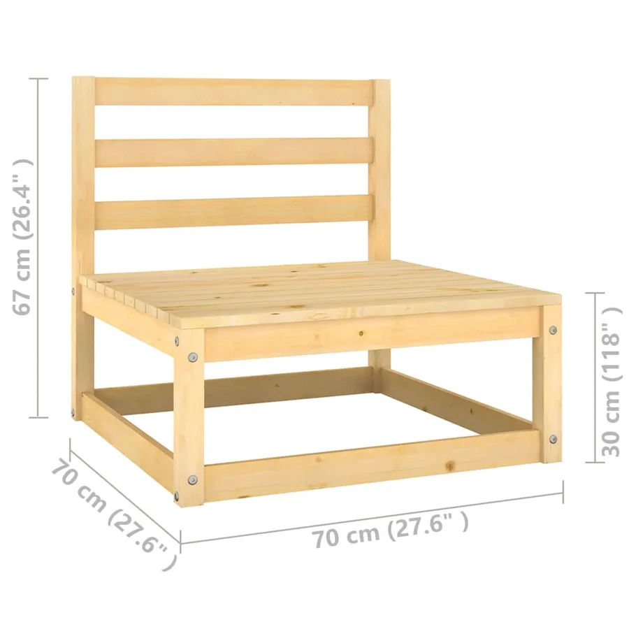 Salon de jardin 3 pcs avec coussins Bois de pin massif - 9