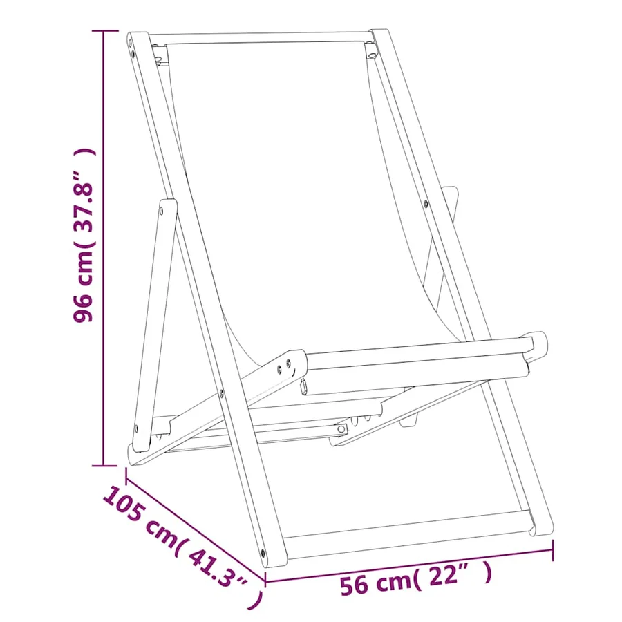 Chaise de plage pliable Bois de teck solide Gris - 8