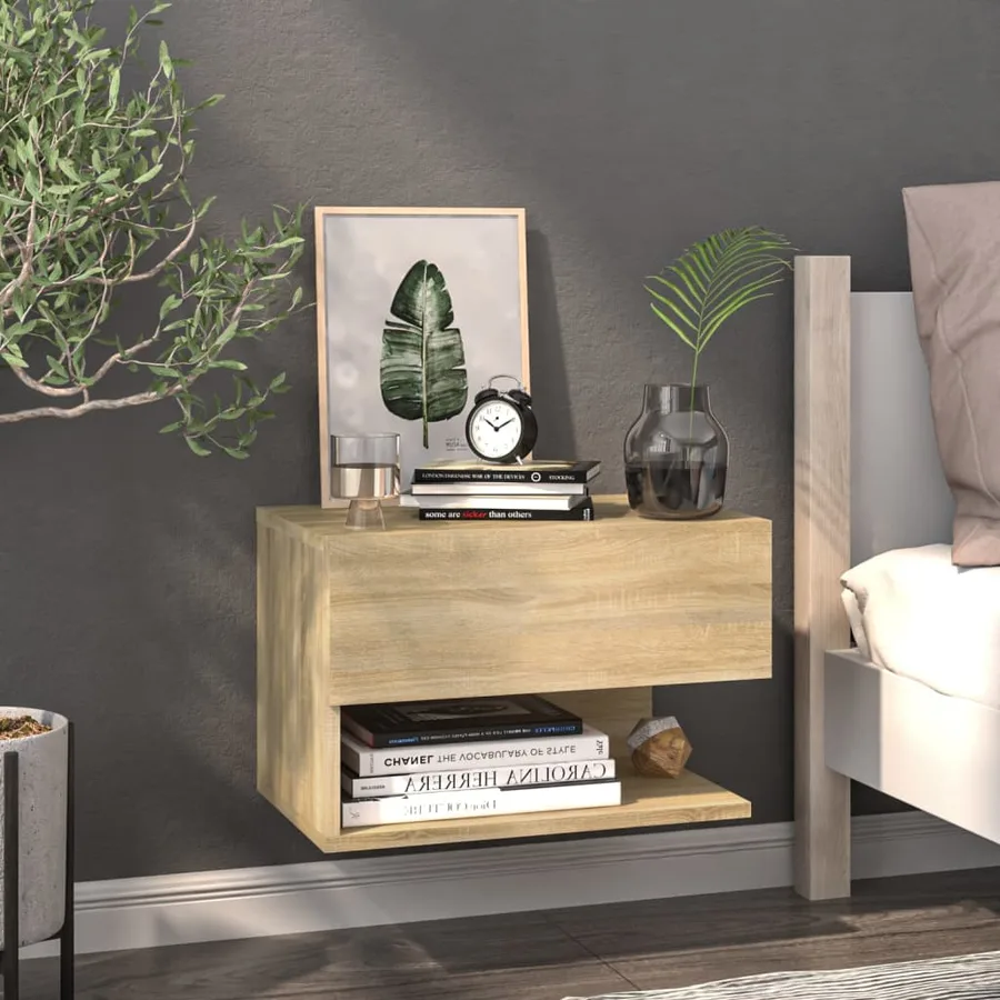 Tables de chevet murales 2 pcs Chêne sonoma - 3
