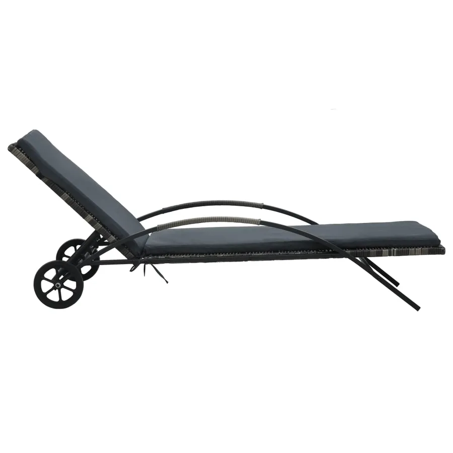 Chaises longues avec table Résine tressée Anthracite - 2