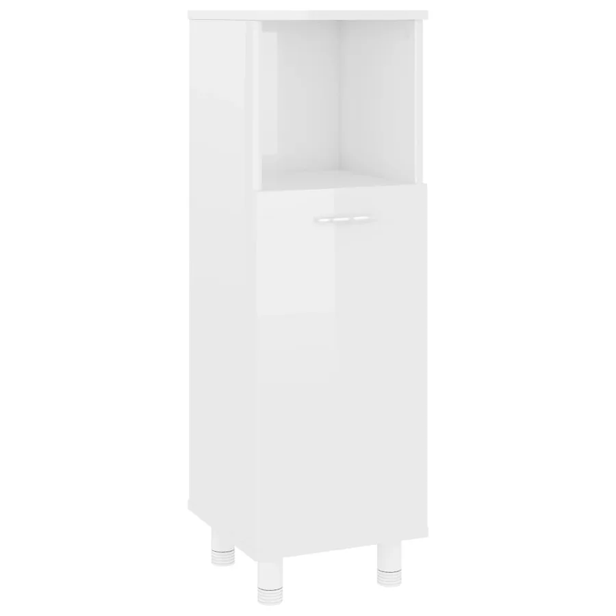 Armoire de salle de bain Blanc brillant Bois d’ingénierie - 2
