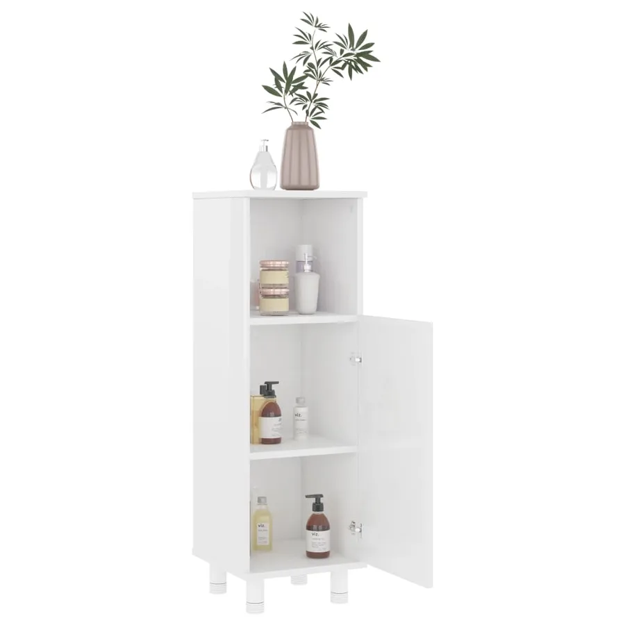 Armoire de salle de bain Blanc brillant Bois d’ingénierie - 3