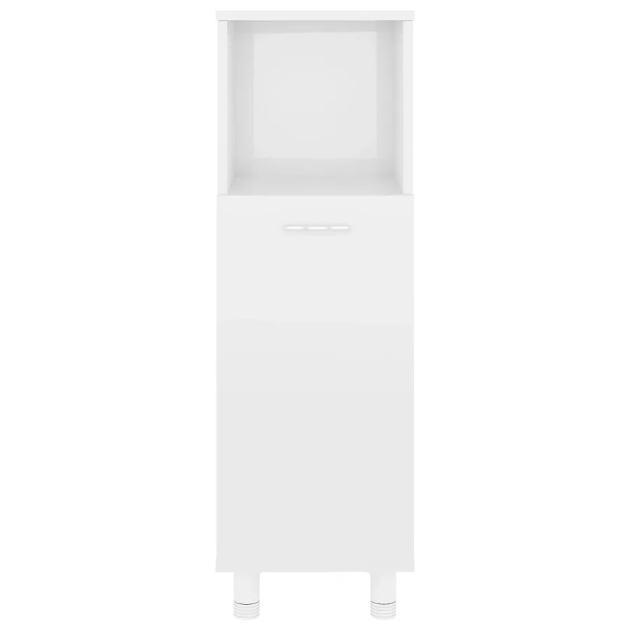 Armoire de salle de bain Blanc brillant Bois d’ingénierie - 5
