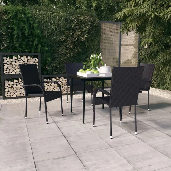 Ensemble à manger de jardin 5 pcs Noir