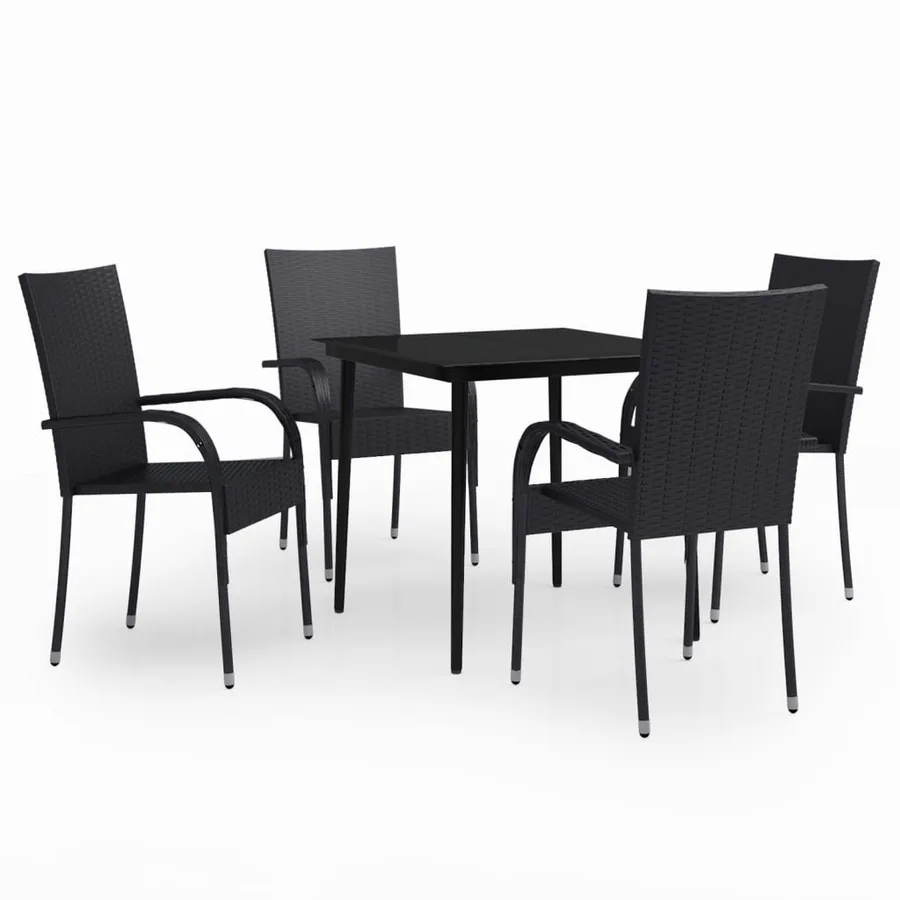 Ensemble à manger de jardin 5 pcs Noir - 2