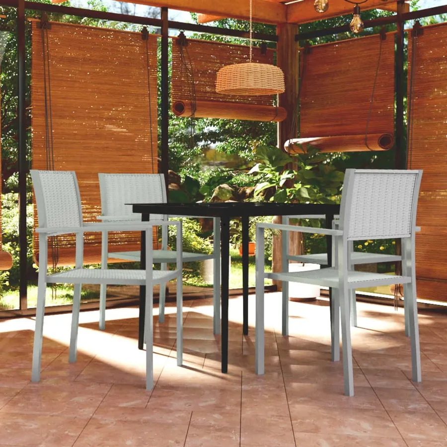 Ensemble à manger de jardin 5 pcs Blanc